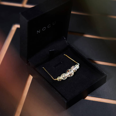 Albâtre | Or Vermeil .925 | Collier fermoir infini en verre luciole